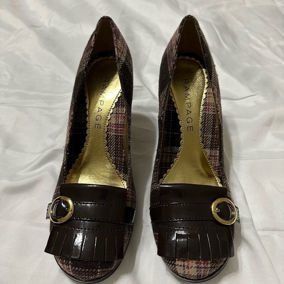 💙3/$20 RAMPAGE brown plaid heels size 8.5 - Picture 1 of 11